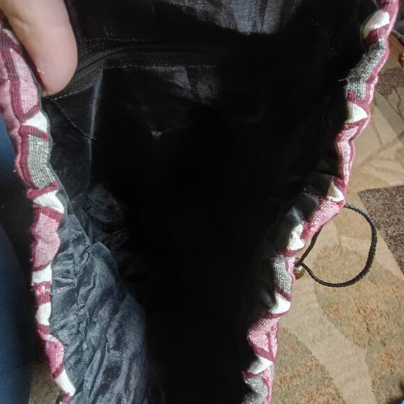 Sun Well Purple/ Pink Printed Canvas Lined Cinch Drawstring Backpack - Picture 7 of 9